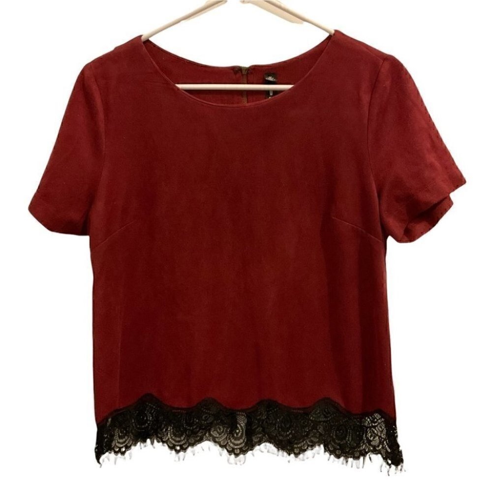 Design Lab Burgundy Suede Top Size Small